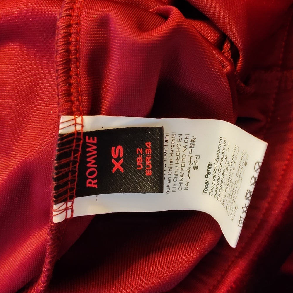 ROMWE Red Velour Flare Pants - Picture 3 of 5